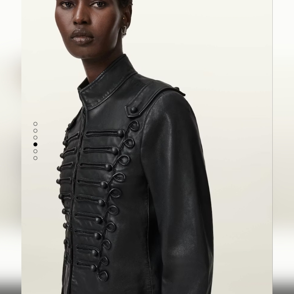All Saints Black Rummy Leather Military Jacket - Picture 5 of 5